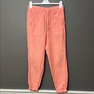 Athleta Coral Pink 100% Linen Jogger Pants - Size 6